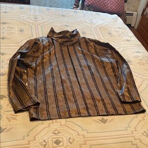 Vintage Brown Striped Turtleneck Top